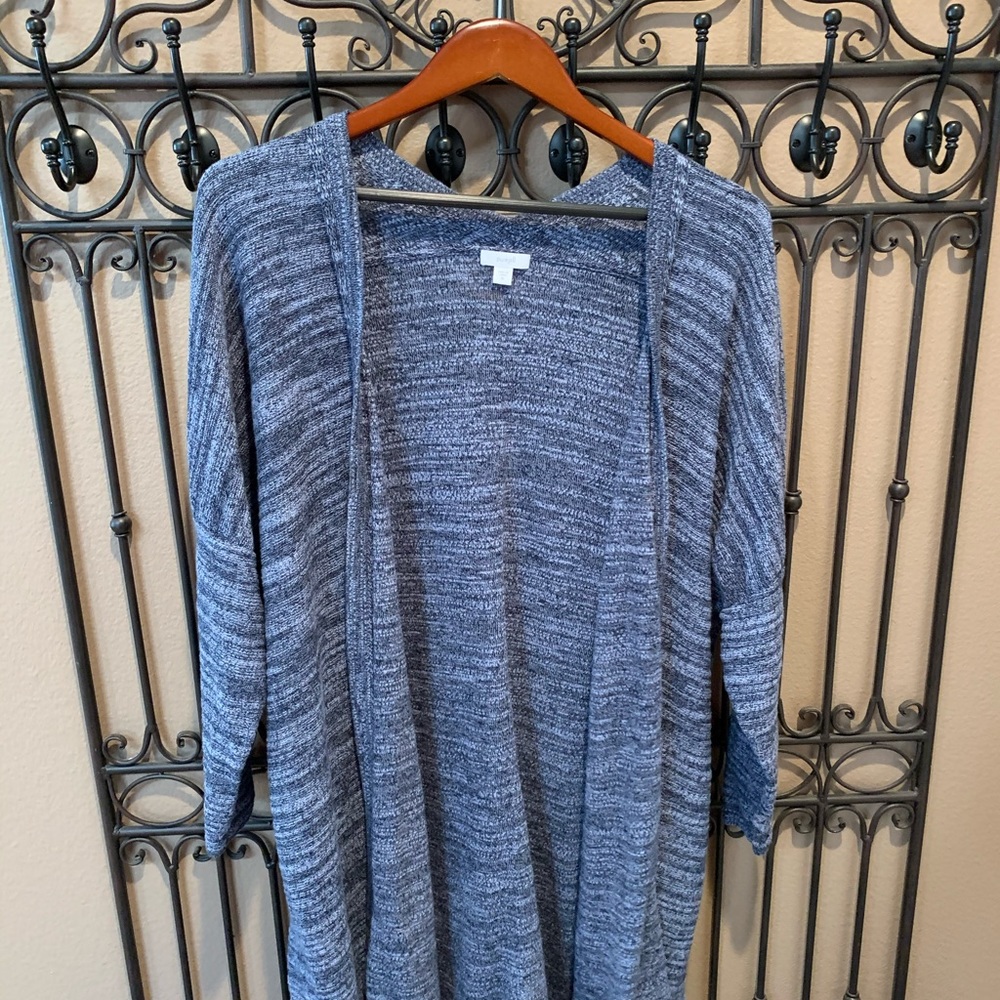 Pure Jill J Jill Long Cardigan Heather Blue/ Grey